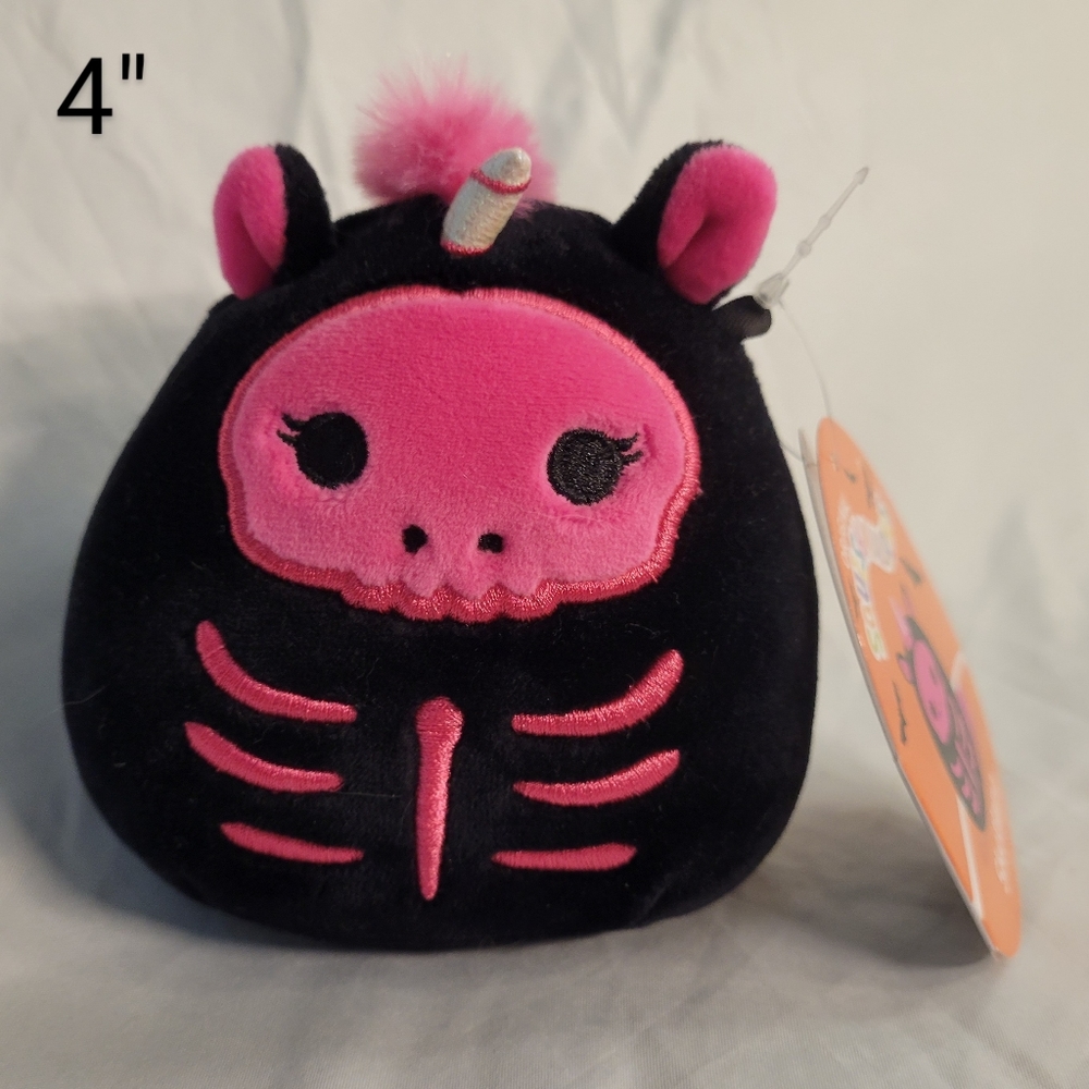 NWT 4" Sketlana the Unicorn Skeleton Halloween Squishmallow Kellytoy Plush